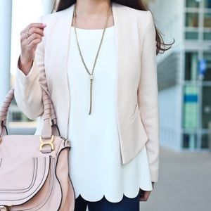 Topshop Pink “Molly” Open Front Blazer